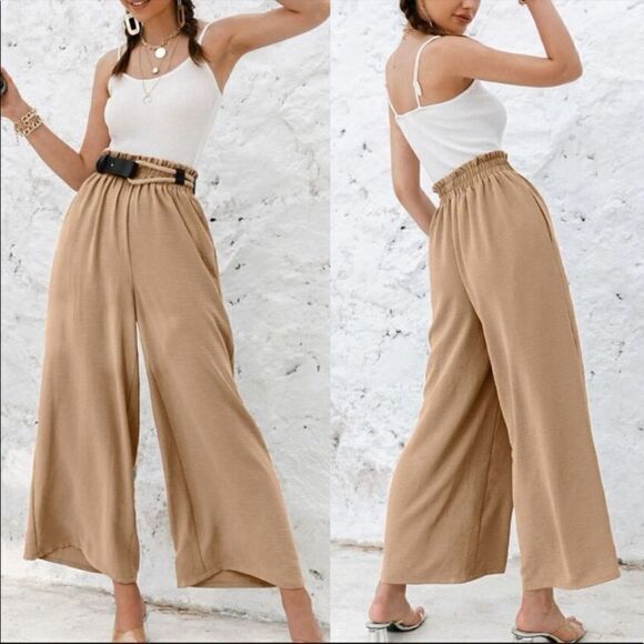 Boho Wide Leg High Waist Flowy Pants - Picture 5 of 13